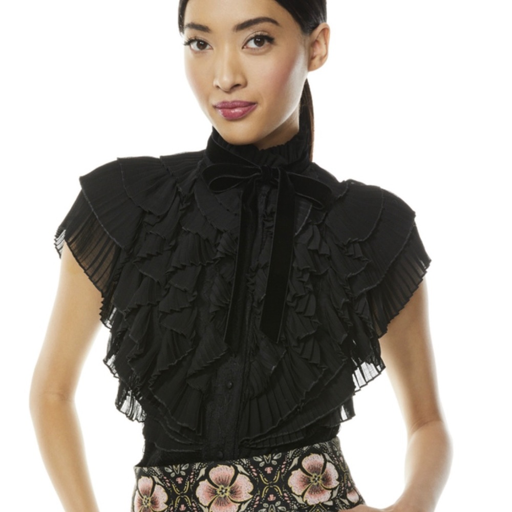 Alice + Olivia Remington Lace Collar Blouse
